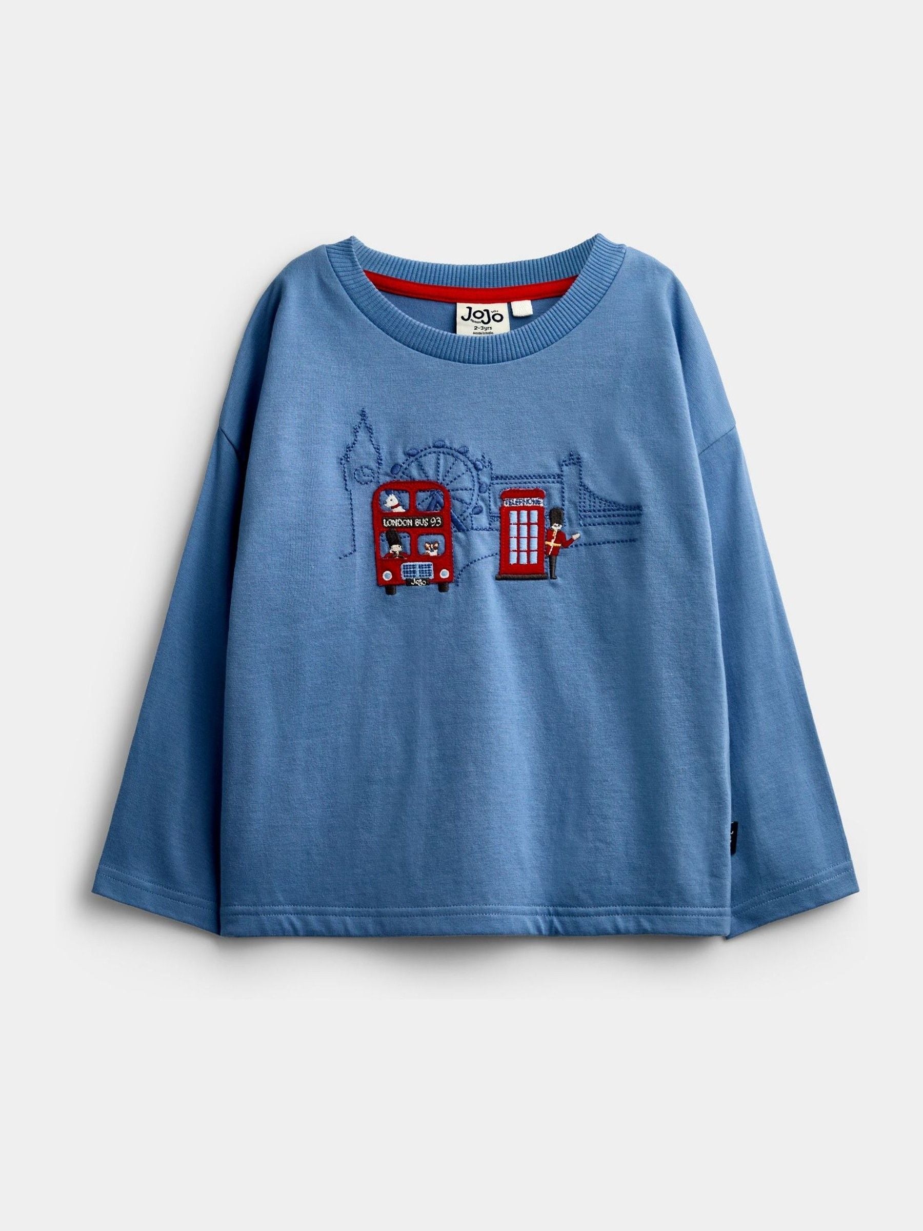 Dsiney Kidz - JoJo Maman Bébé Blue Marl London Bus Appliqué Top image 1