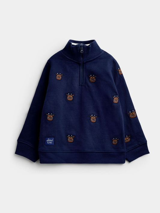 Dsiney Kidz - JoJo Maman Bébé Navy Blue The Gruffalo Appliqué Half-Zip Sweatshirt image 1