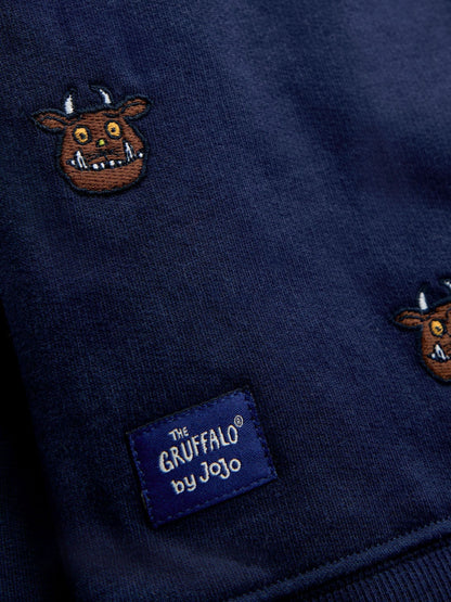 Dsiney Kidz - JoJo Maman Bébé Navy Blue The Gruffalo Appliqué Half-Zip Sweatshirt image 4