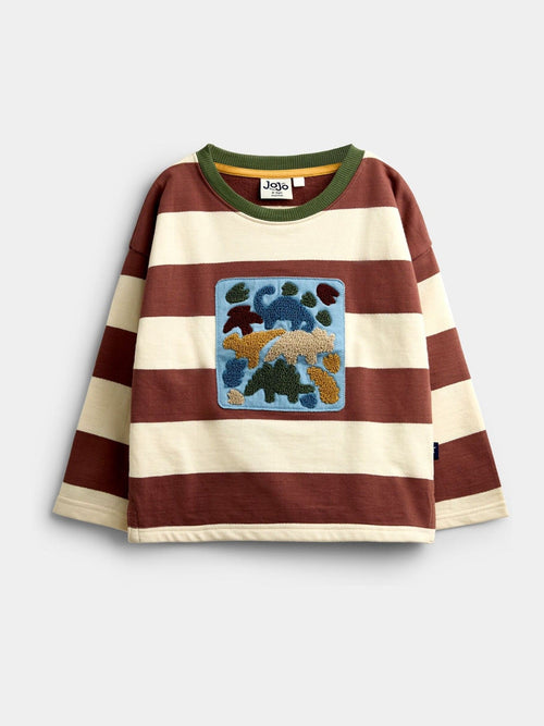 Dsiney Kidz - JoJo Maman Bébé Mid Brown Dino Appliqué Top image 1