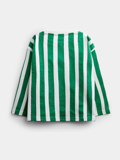 Dsiney Kidz - Jojo Maman Bébé Bright Green Pickleball Badge Striped Long Sleeve Top image 2