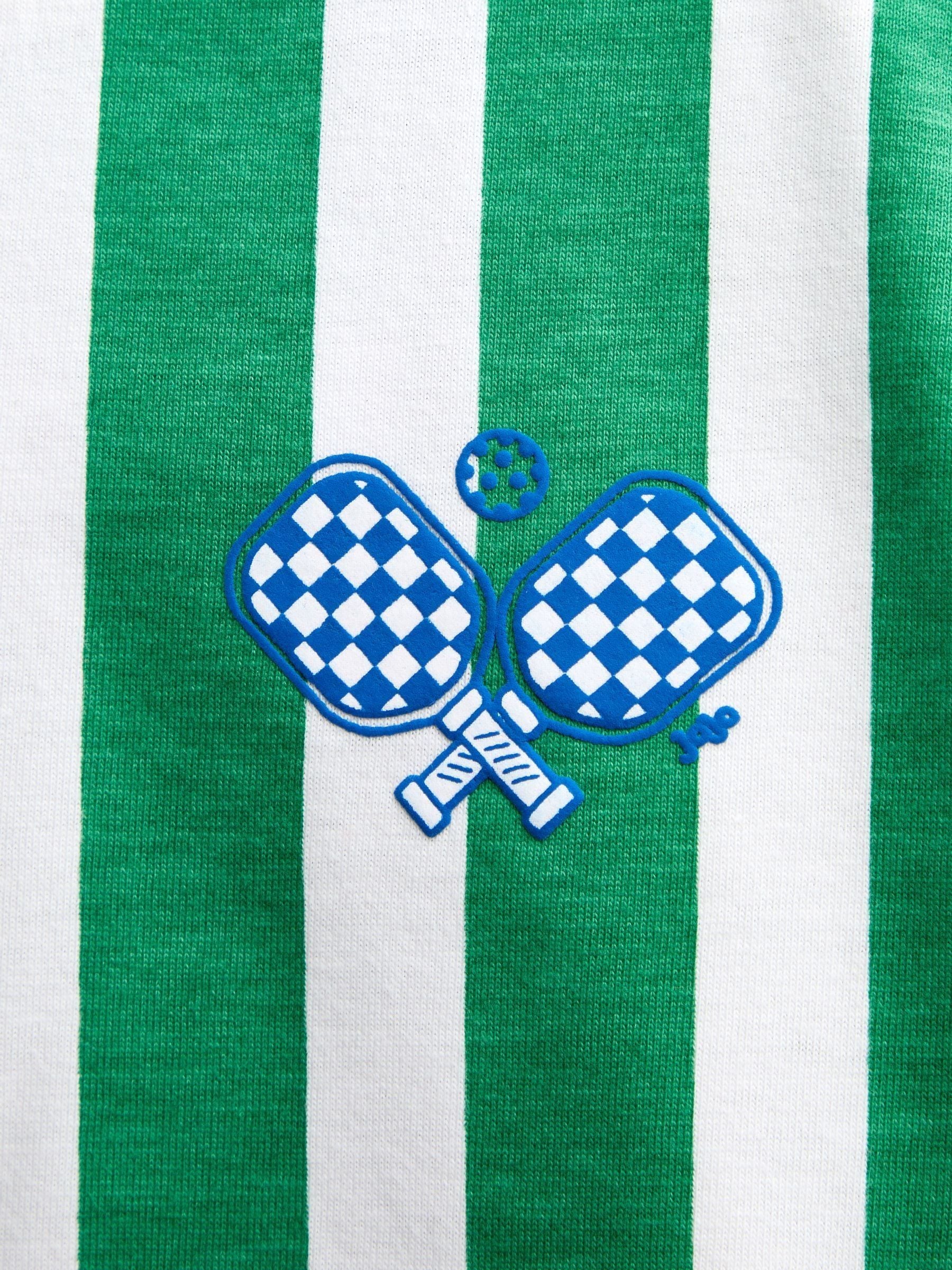 Dsiney Kidz - Jojo Maman Bébé Bright Green Pickleball Badge Striped Long Sleeve Top image 4