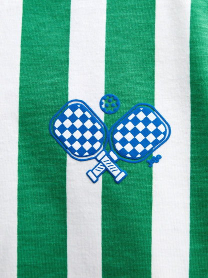 Dsiney Kidz - Jojo Maman Bébé Bright Green Pickleball Badge Striped Long Sleeve Top image 4