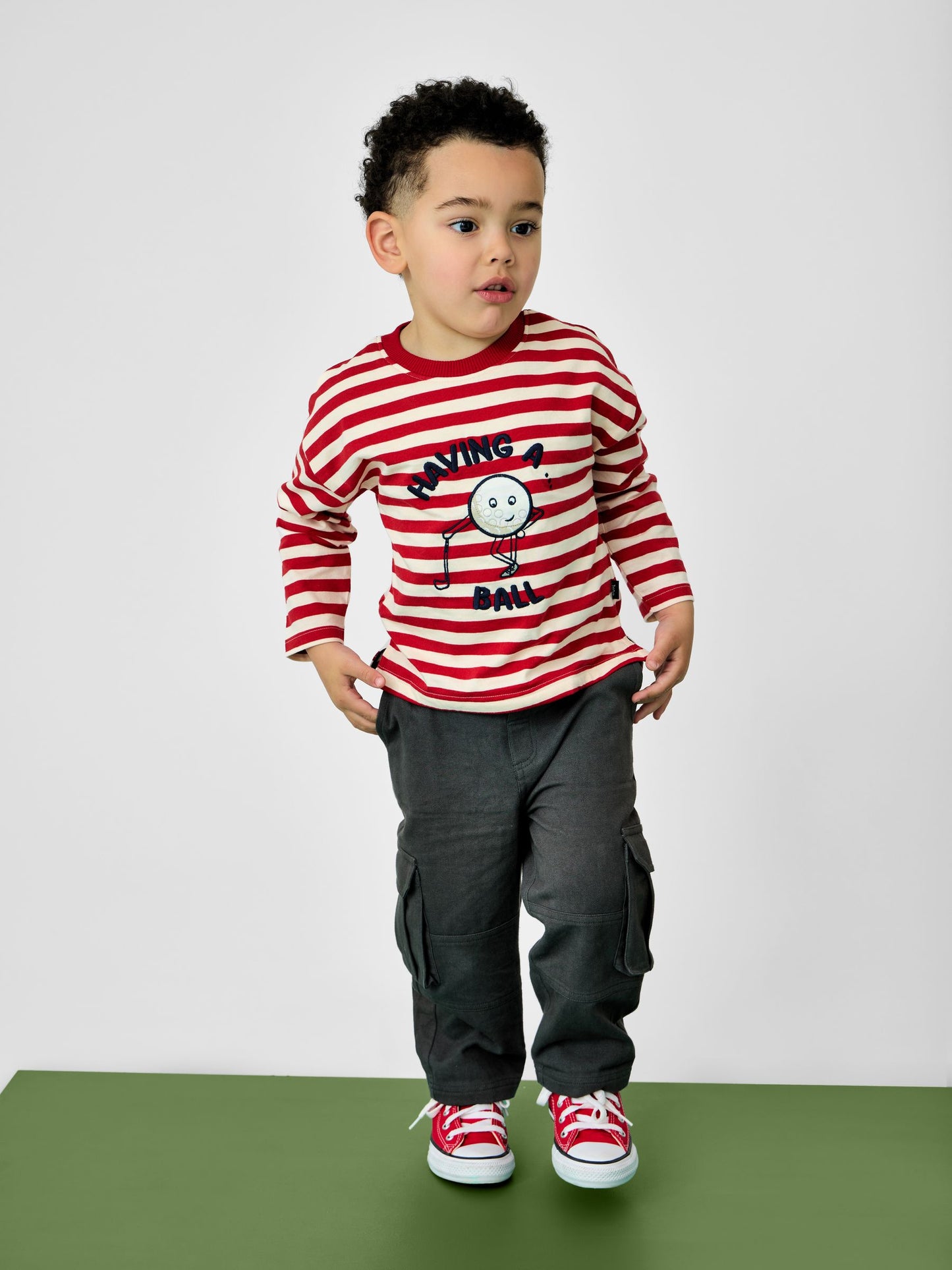 Dsiney Kidz - Jojo Maman Bébé Bright Red Golf Appliqué Stripe Top image 1