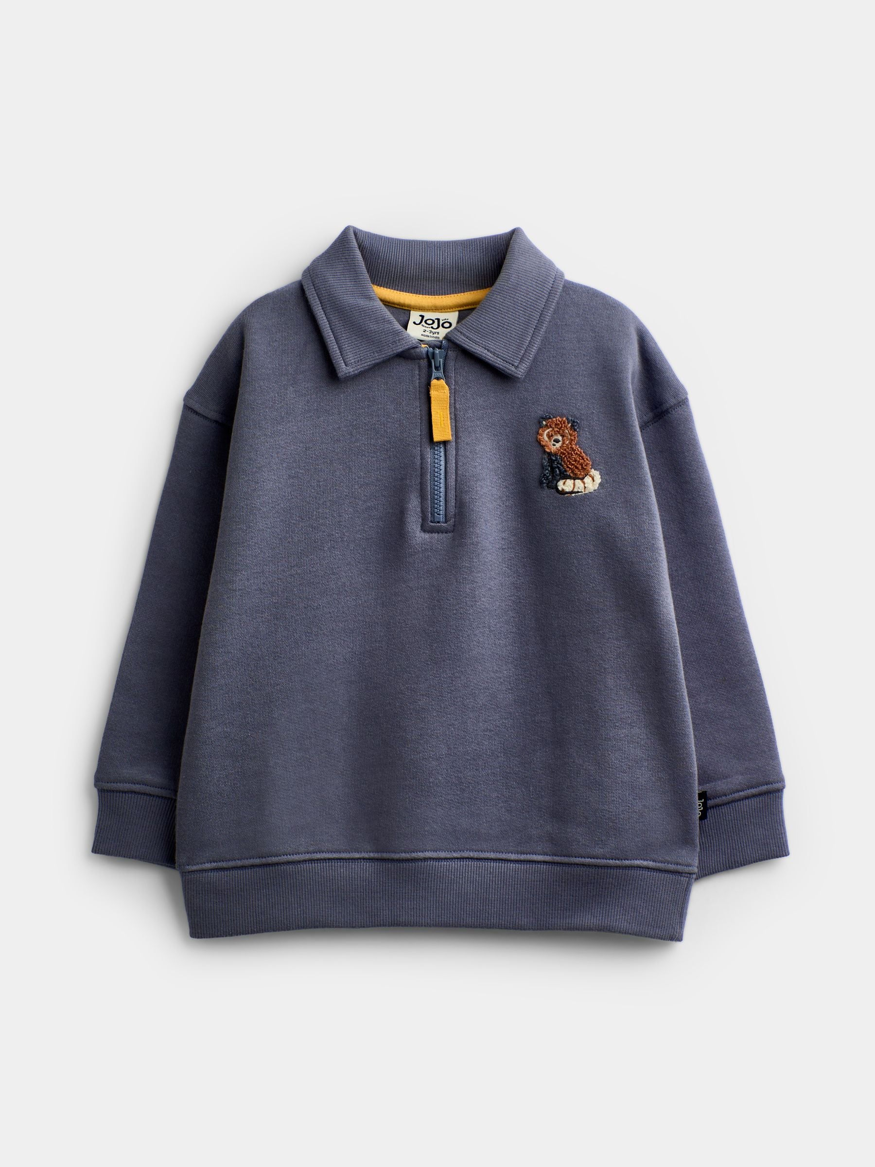Dsiney Kidz - Jojo Maman Bébé Blue Panda Embroidered Half Zip Sweatshirt image 1