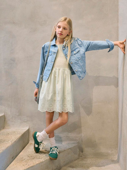 ONLY KIDS White Emroidery Anglais Smocking Dress image 1