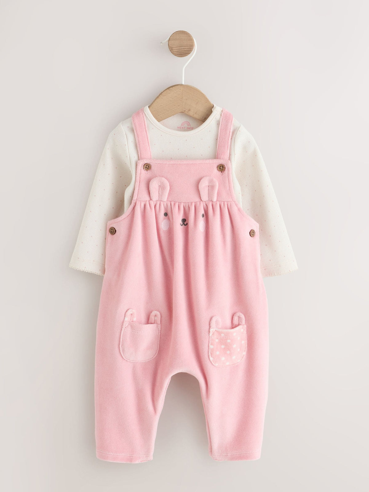 Pink Bunny Dungaree and Bodysuit Baby 2 Piece Set (0mths-2yrs) - image 1