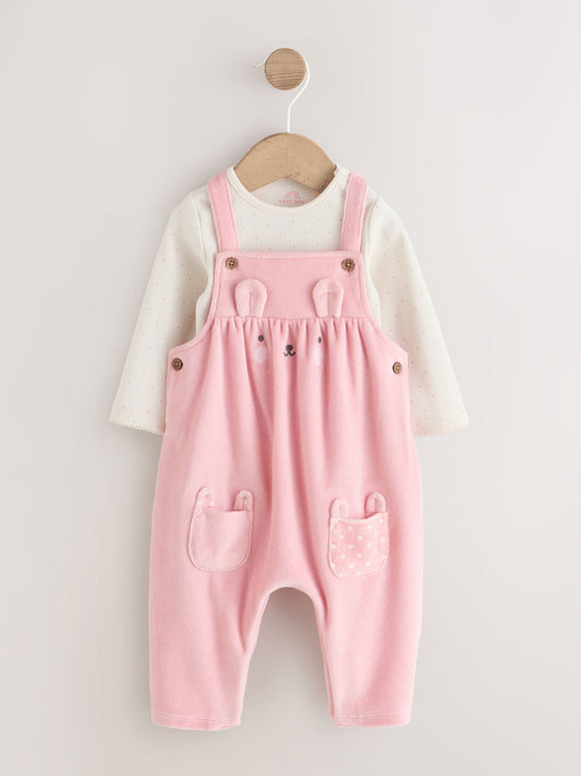 Pink Bunny Dungaree and Bodysuit Baby 2 Piece Set (0mths-2yrs) - image 1