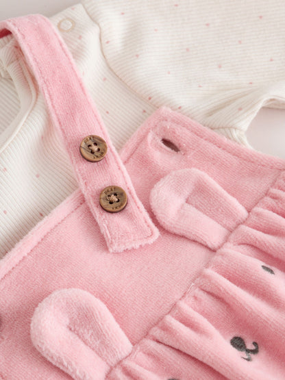 Pink Bunny Dungaree and Bodysuit Baby 2 Piece Set (0mths-2yrs) - image 5