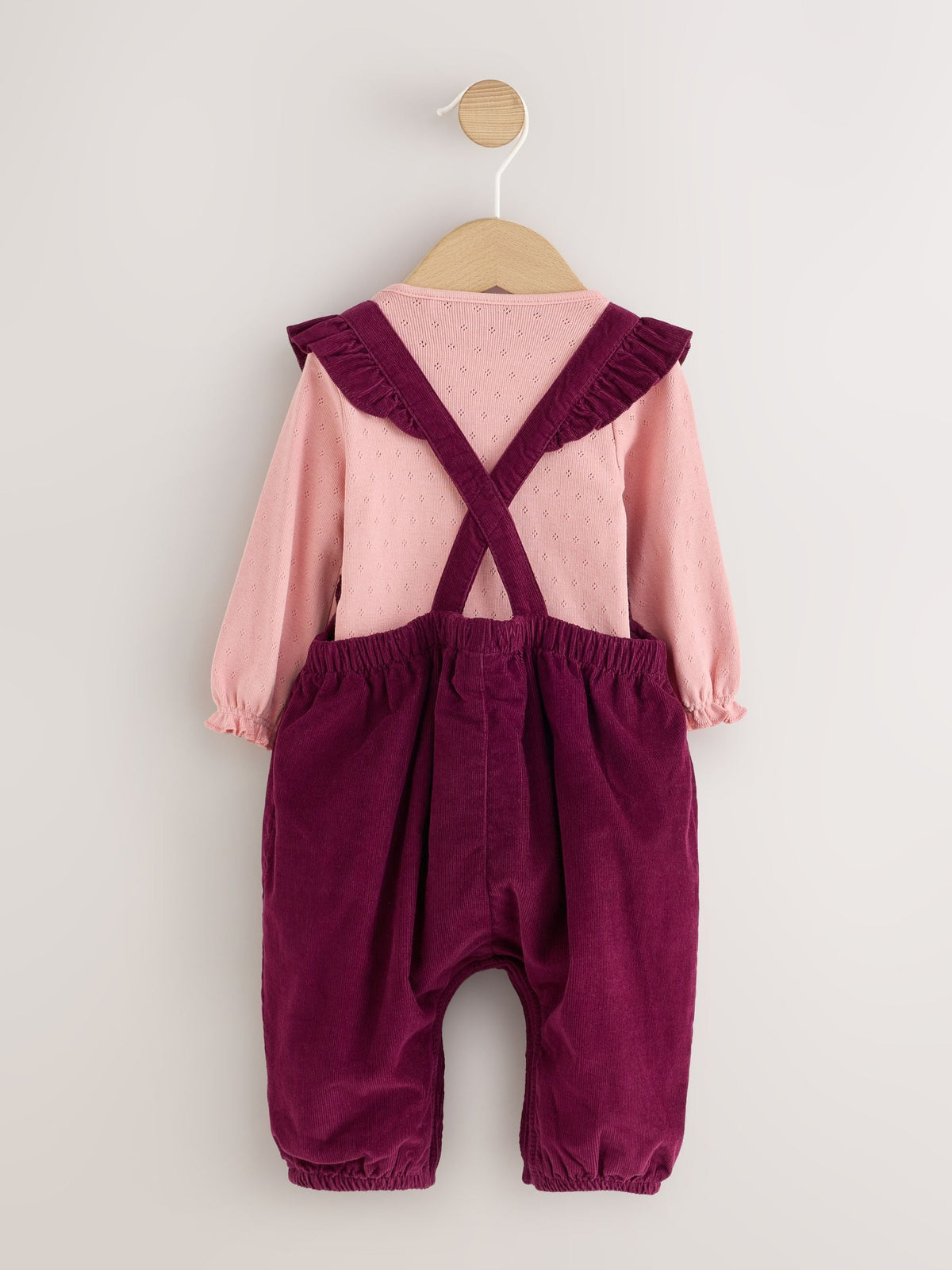 Burgundy Floral Cord Baby Dungarees And Bodysuit Set 2 Piece (0mths-2yrs) - image 2
