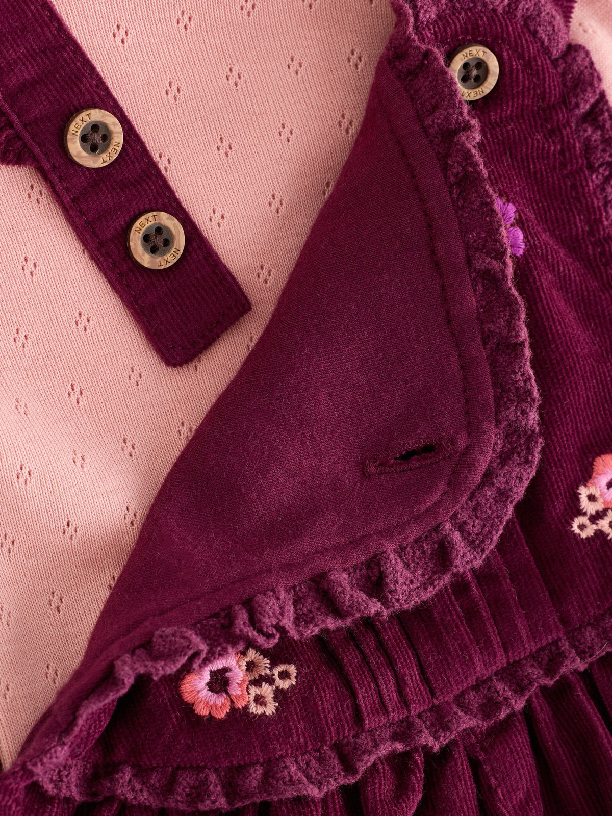 Burgundy Floral Cord Baby Dungarees And Bodysuit Set 2 Piece (0mths-2yrs) - image 4