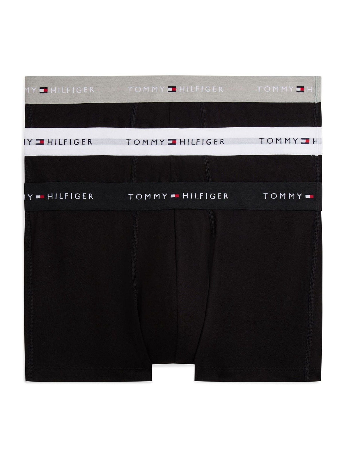 Dsiney Kidz - Tommy Hilfiger Grey Heather/Black/White Cotton Stretch Boxer Trunks 3 Pack image 1