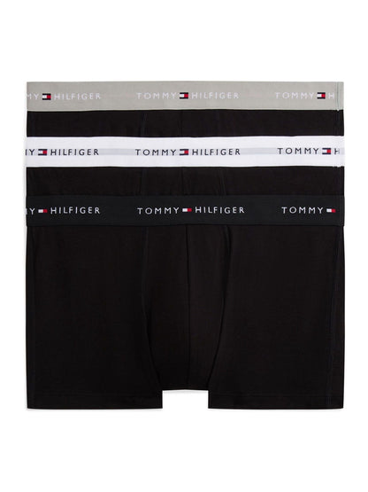 Dsiney Kidz - Tommy Hilfiger Grey Heather/Black/White Cotton Stretch Boxer Trunks 3 Pack image 1