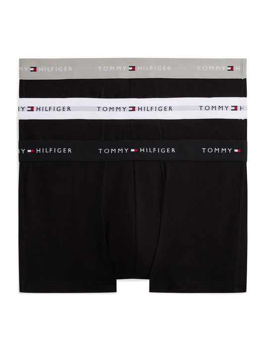 Dsiney Kidz - Tommy Hilfiger Grey Heather/Black/White Cotton Stretch Boxer Trunks 3 Pack image 1