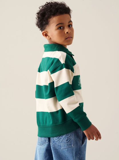 Dsiney Kidz - Angel & Rocket Green Shay Stripe Rugby Sweat Top image 3