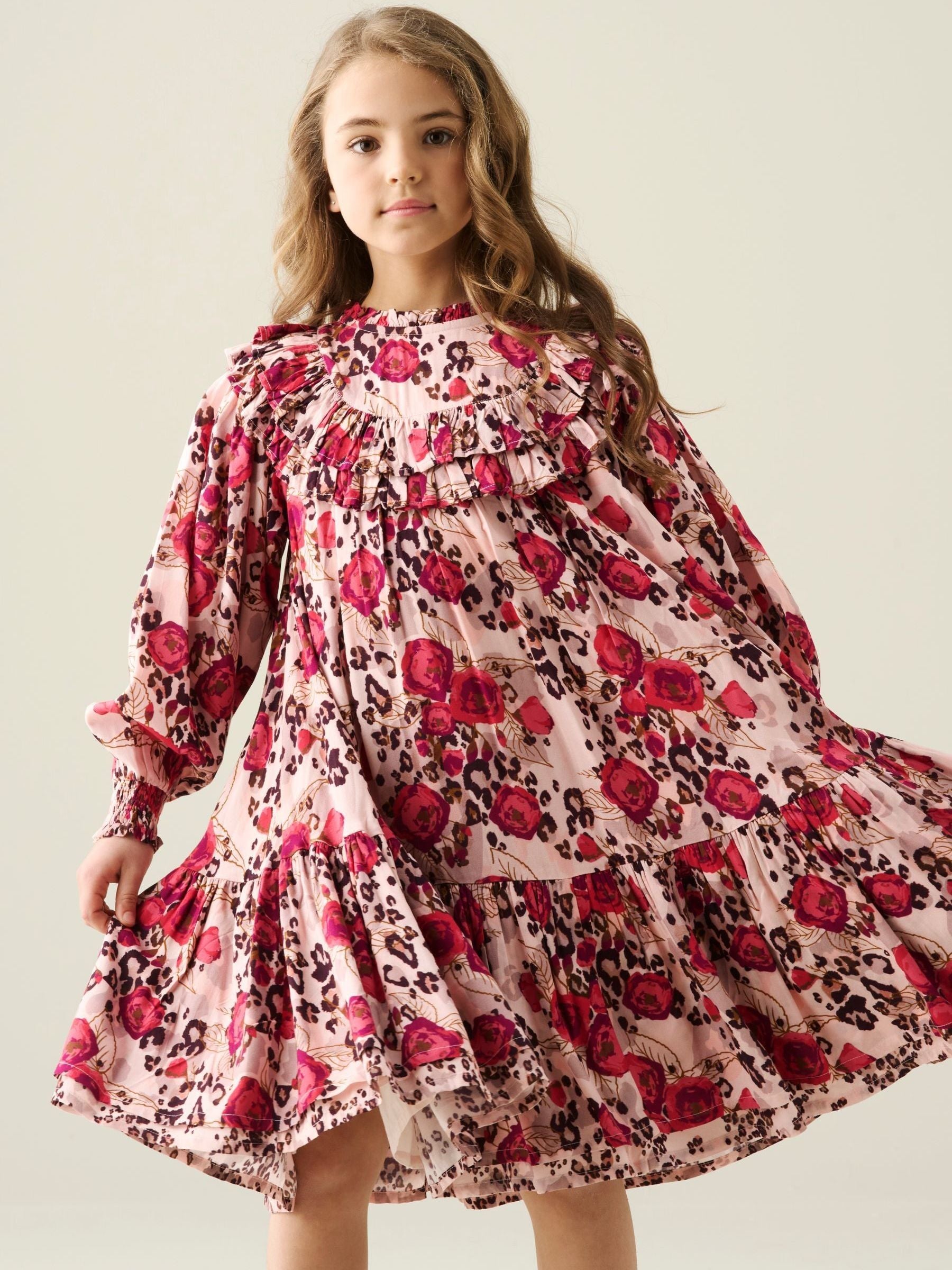 Dsiney Kidz - Angel & Rocket Pink Lyra Animal Rose Print Dress image 5