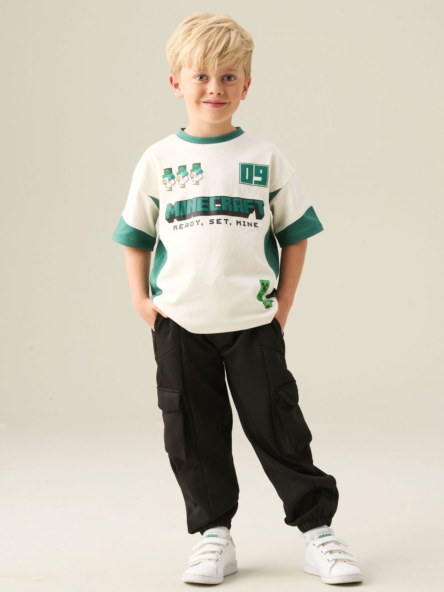 Dsiney Kidz - Angel & Rocket Cream Minecraft Football T-Shirt image 4
