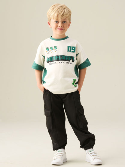 Dsiney Kidz - Angel & Rocket Cream Minecraft Football T-Shirt image 4