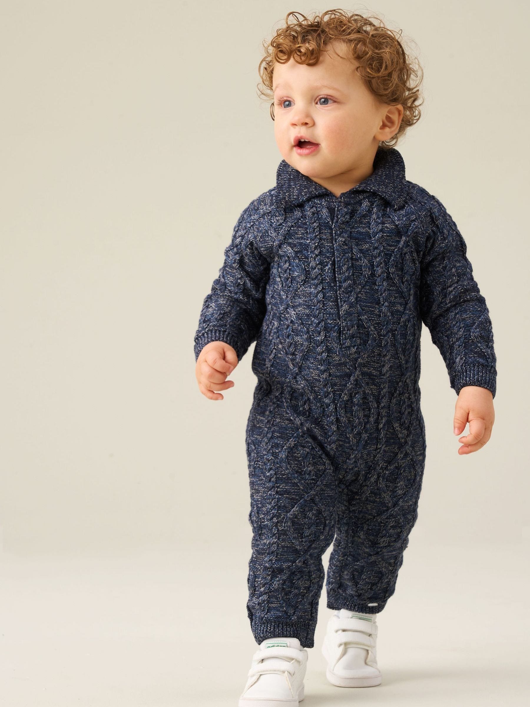 Angel & Rocket Blue Theodore Cable Knit Romper image 1