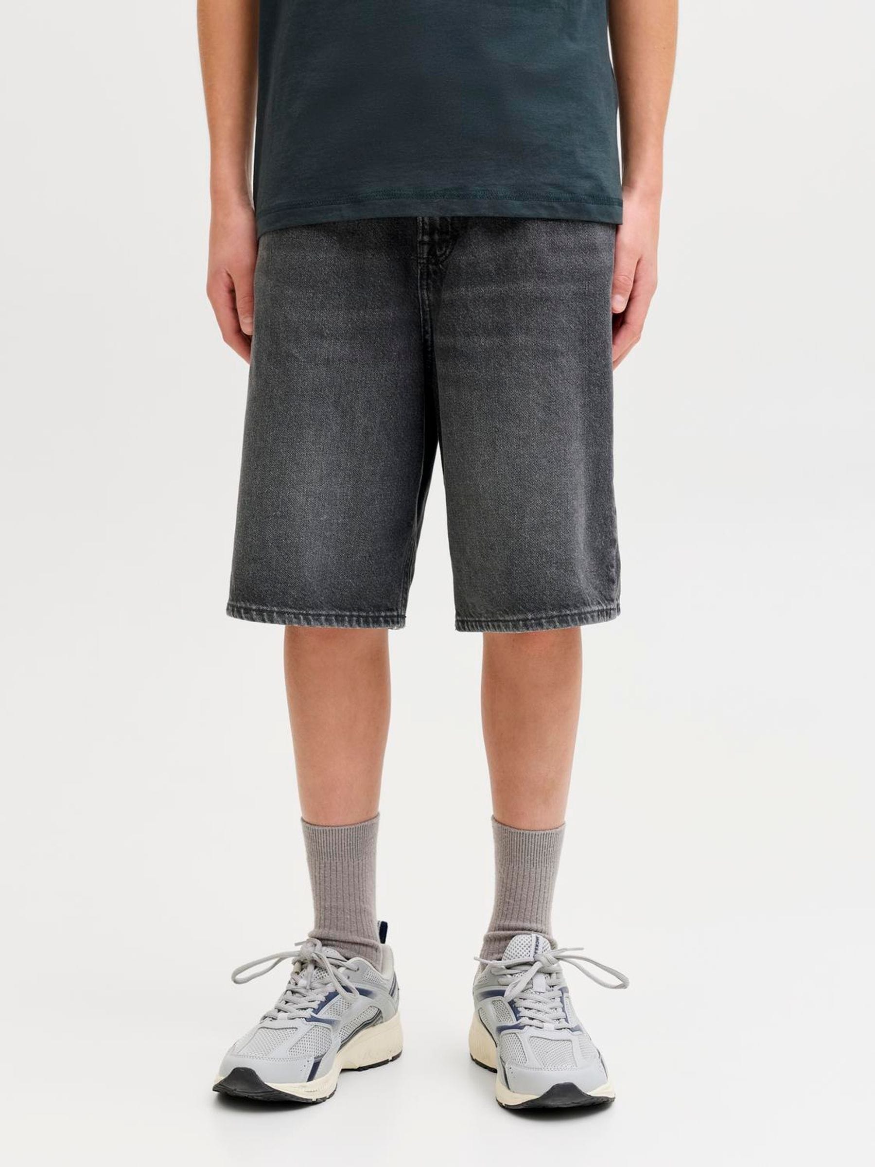 Dsiney Kidz - JACK & JONES Junior Black Baggy Fit Alex Denim Shorts image 1