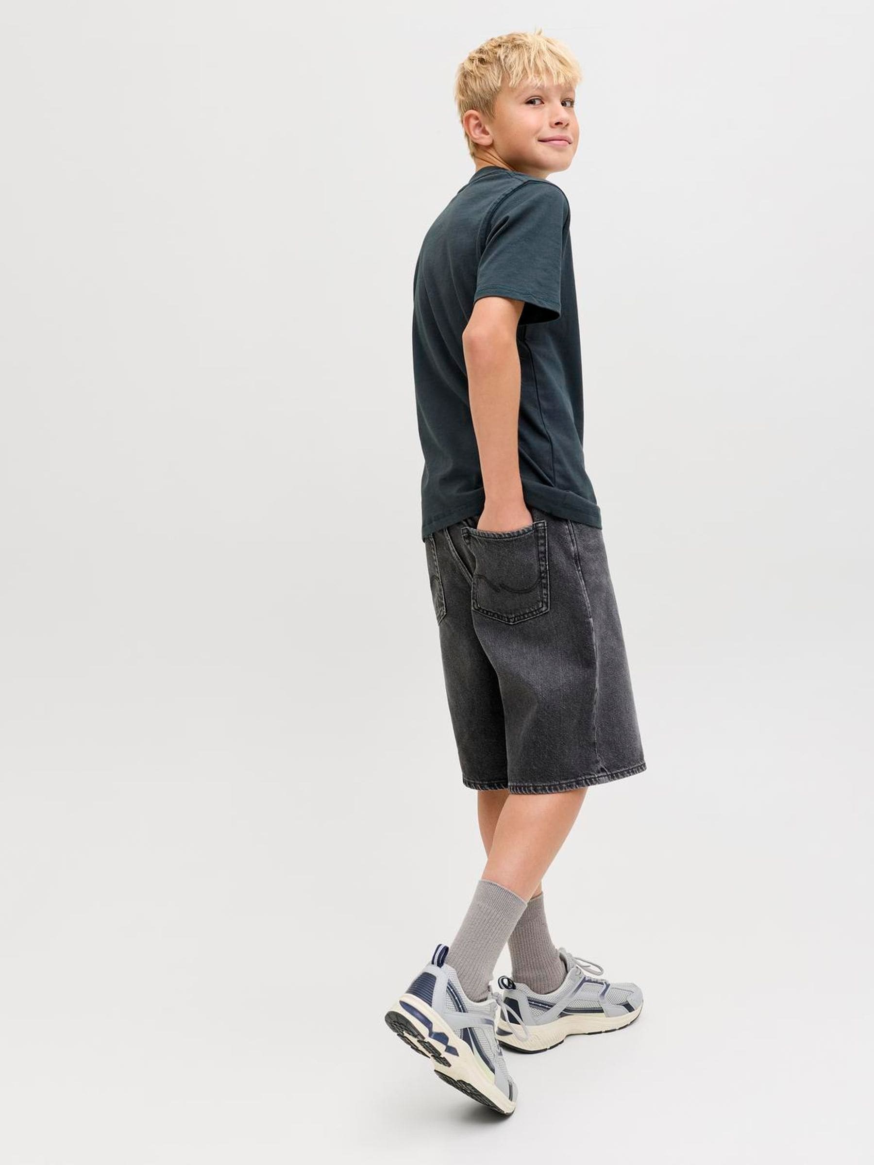 Dsiney Kidz - JACK & JONES Junior Black Baggy Fit Alex Denim Shorts image 3