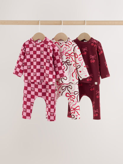 Dsiney Kidz - Burgundy Red Bow Baby Long Sleeve Top And Leggings 6 Piece Set (0mths-2yrs) image 1