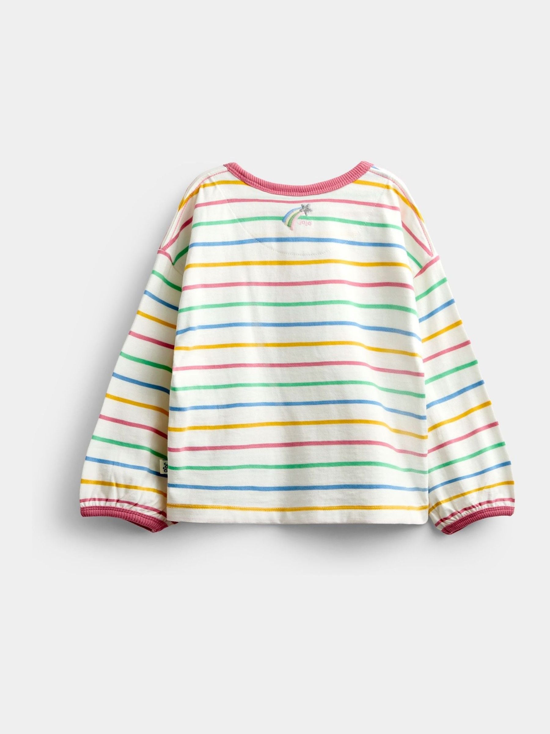 Dsiney Kidz - Jojo Maman Bébé Multicolour Stripe Rosette Appliqué Long Sleeve Top image 2