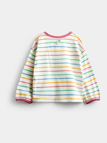 Dsiney Kidz - Jojo Maman Bébé Multicolour Stripe Rosette Appliqué Long Sleeve Top image 2