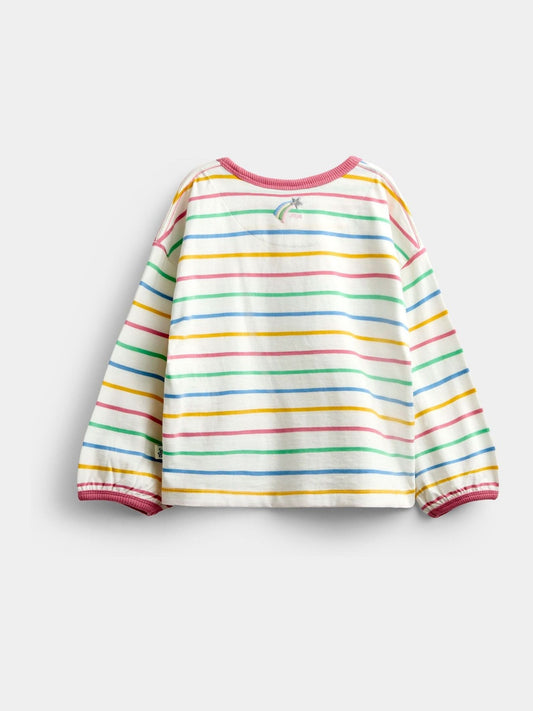 Dsiney Kidz - Jojo Maman Bébé Multicolour Stripe Rosette Appliqué Long Sleeve Top image 2