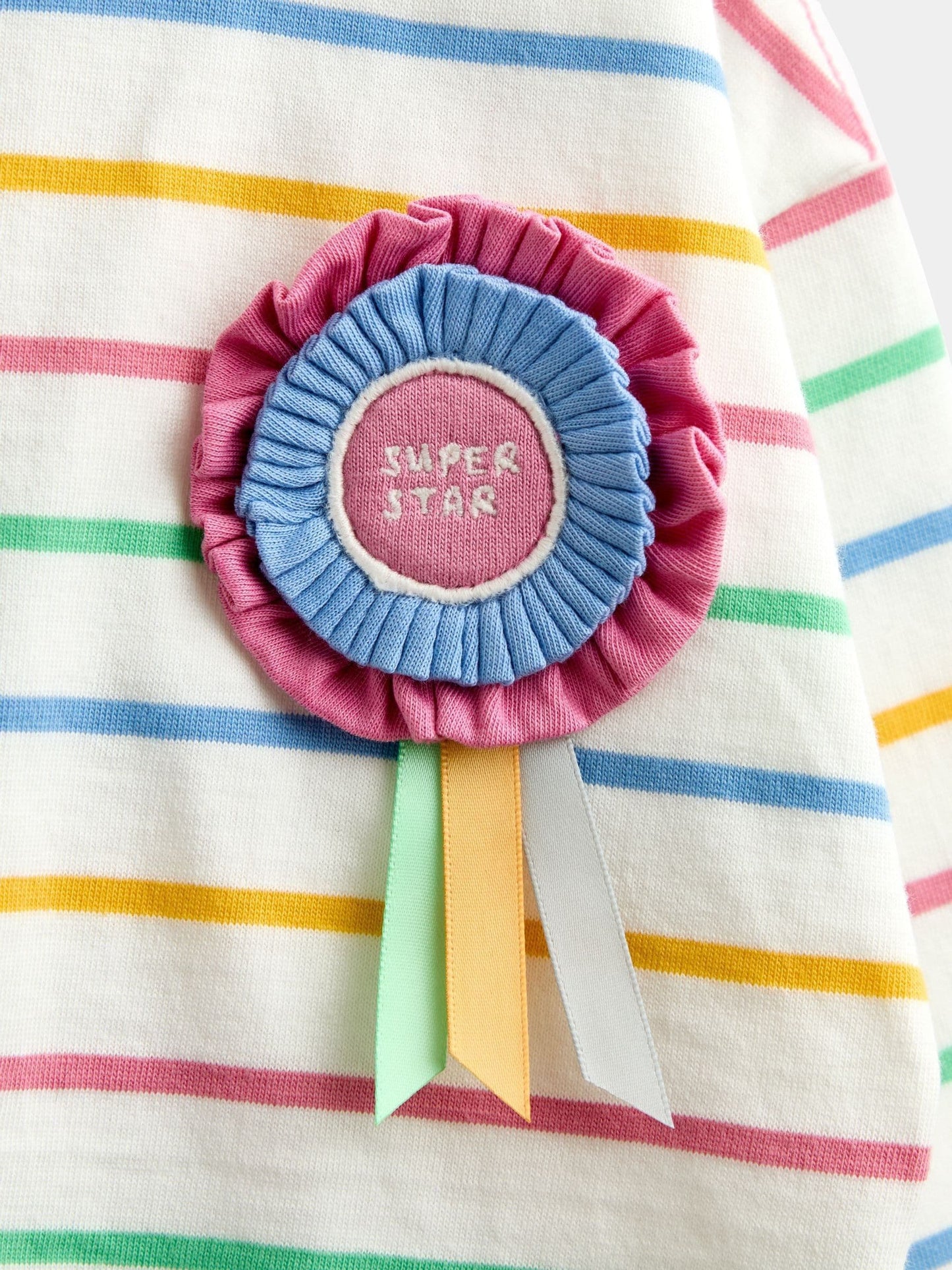 Dsiney Kidz - Jojo Maman Bébé Multicolour Stripe Rosette Appliqué Long Sleeve Top image 3