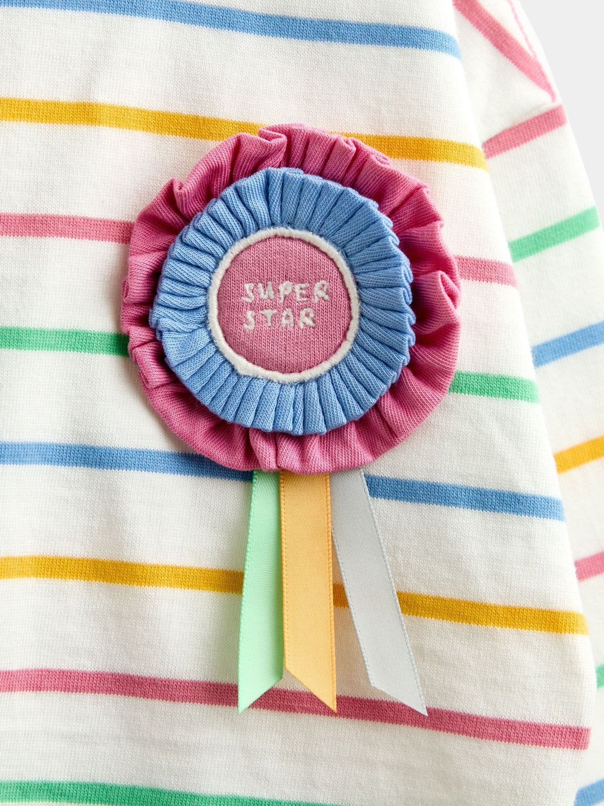 Dsiney Kidz - Jojo Maman Bébé Multicolour Stripe Rosette Appliqué Long Sleeve Top image 3