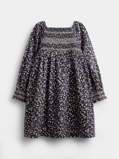 Dsiney Kidz - JoJo Maman Bébé Dark Blue Floral Mini Me Smocked Dress image 1
