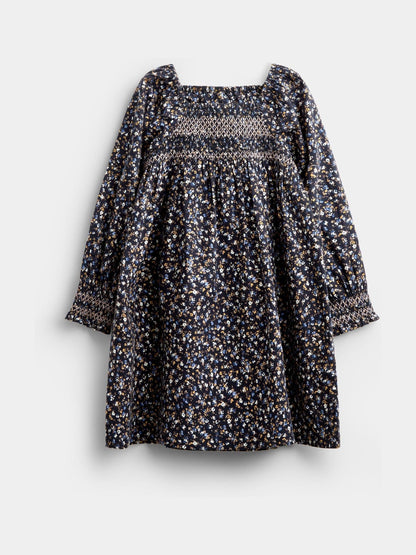Dsiney Kidz - JoJo Maman Bébé Dark Blue Floral Mini Me Smocked Dress image 2