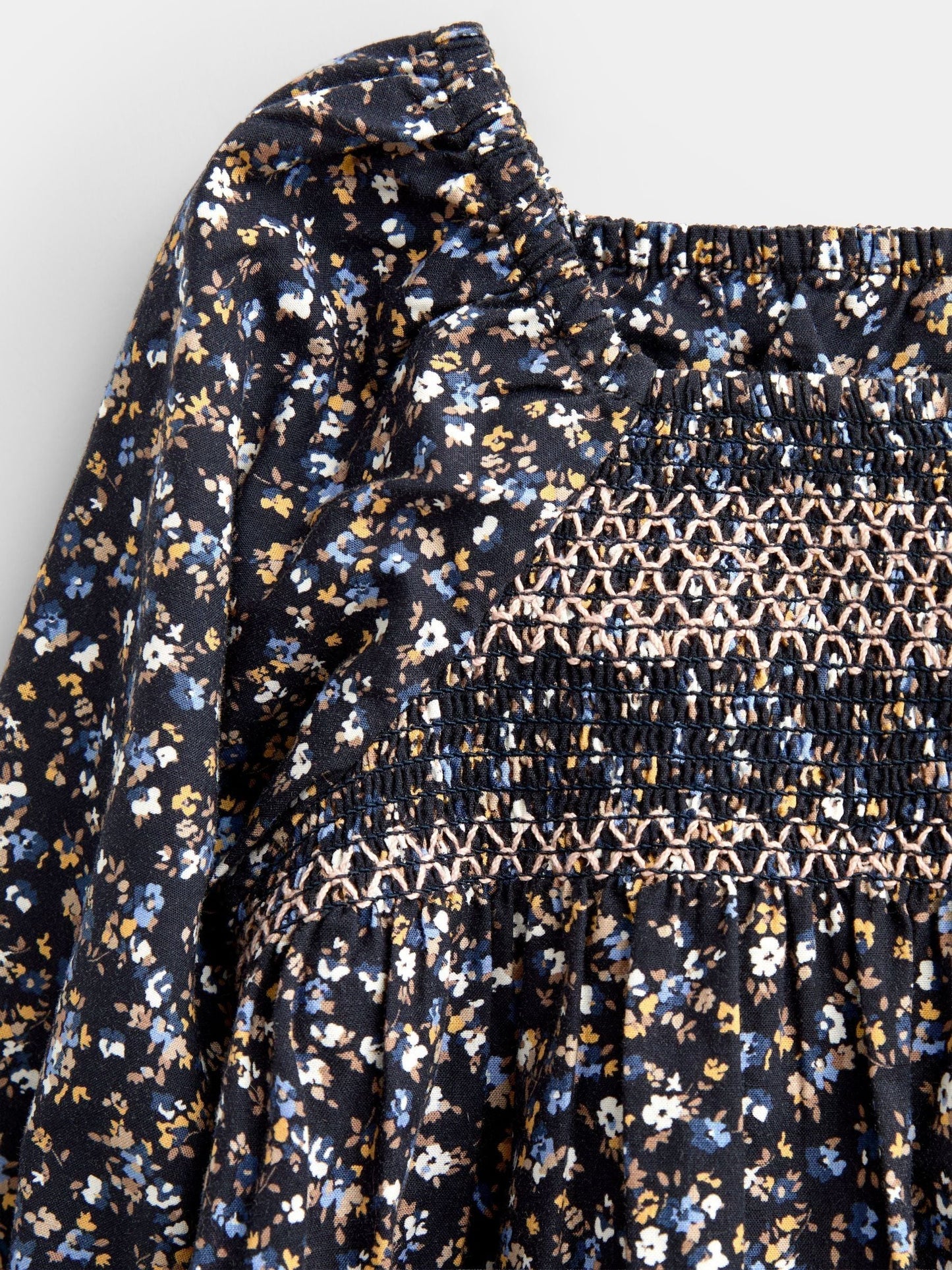Dsiney Kidz - JoJo Maman Bébé Dark Blue Floral Mini Me Smocked Dress image 3