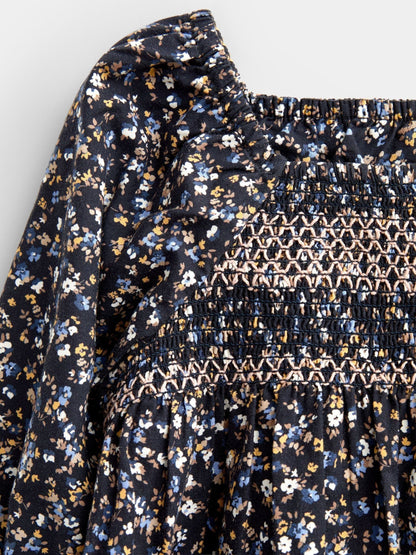 Dsiney Kidz - JoJo Maman Bébé Dark Blue Floral Mini Me Smocked Dress image 3