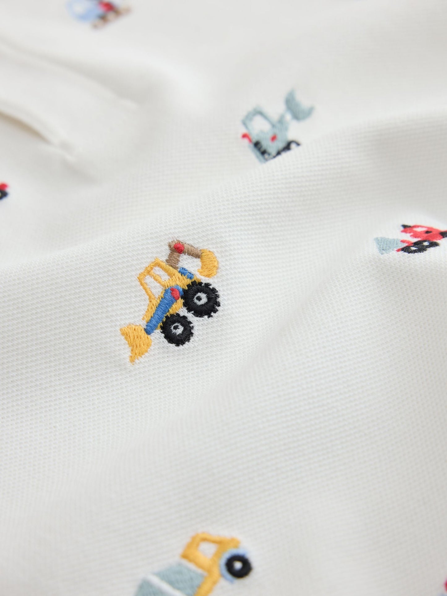 Dsiney Kidz - White Multicolour Digger Short Sleeve Embroidered Polo Shirt (6mths-7yrs) image 3