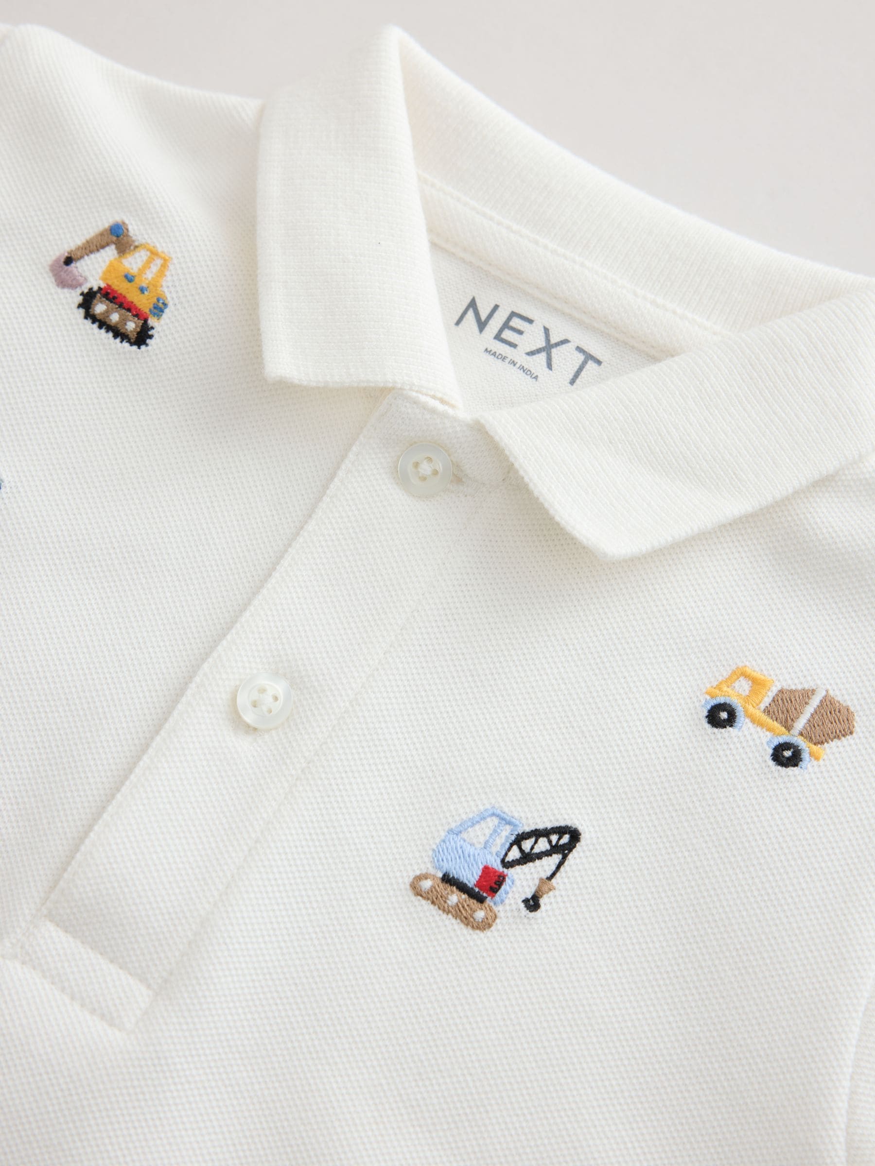 Dsiney Kidz - White Multicolour Digger Short Sleeve Embroidered Polo Shirt (6mths-7yrs) image 4
