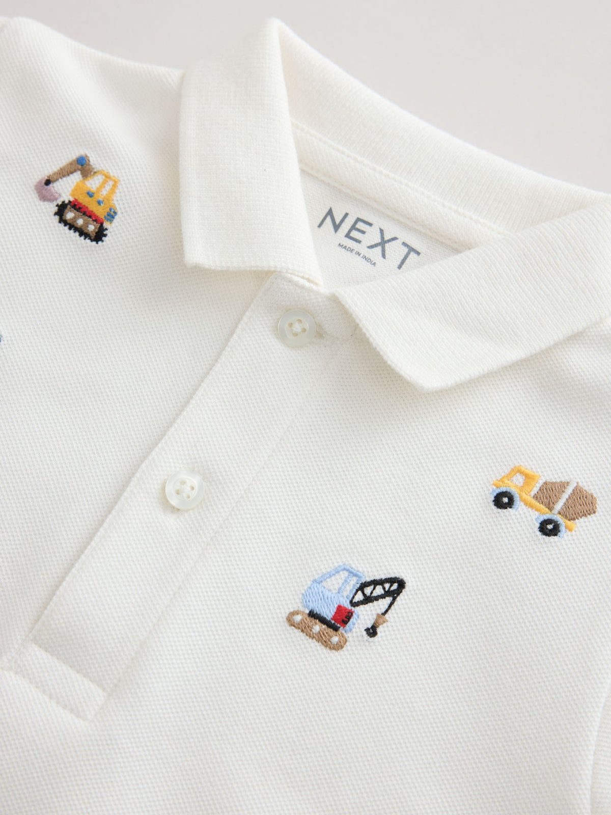 Dsiney Kidz - White Multicolour Digger Short Sleeve Embroidered Polo Shirt (6mths-7yrs) image 4