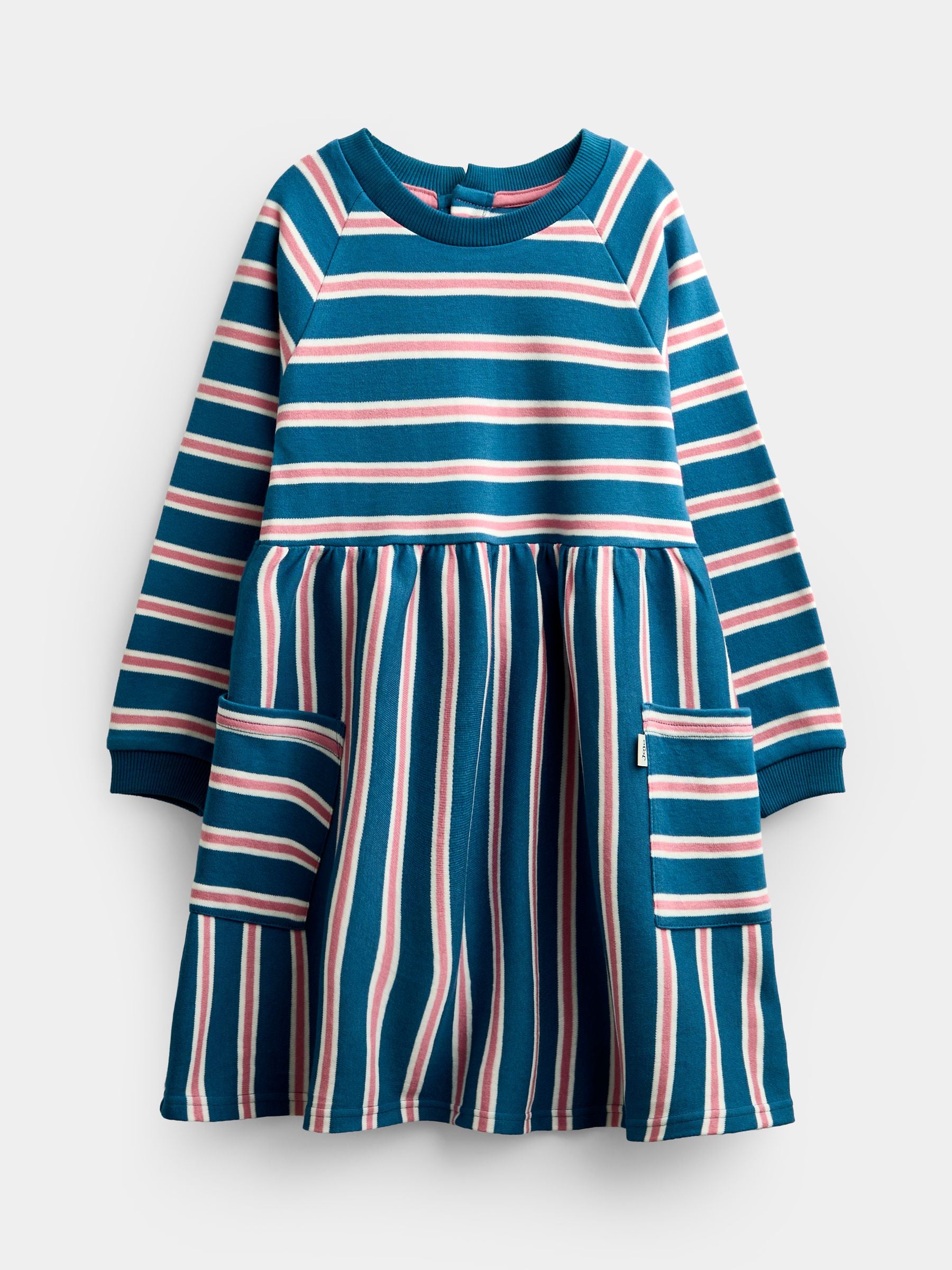 Dsiney Kidz - JoJo Maman Bébé Blue Stripe Long Sleeve Jersey Dress image 1