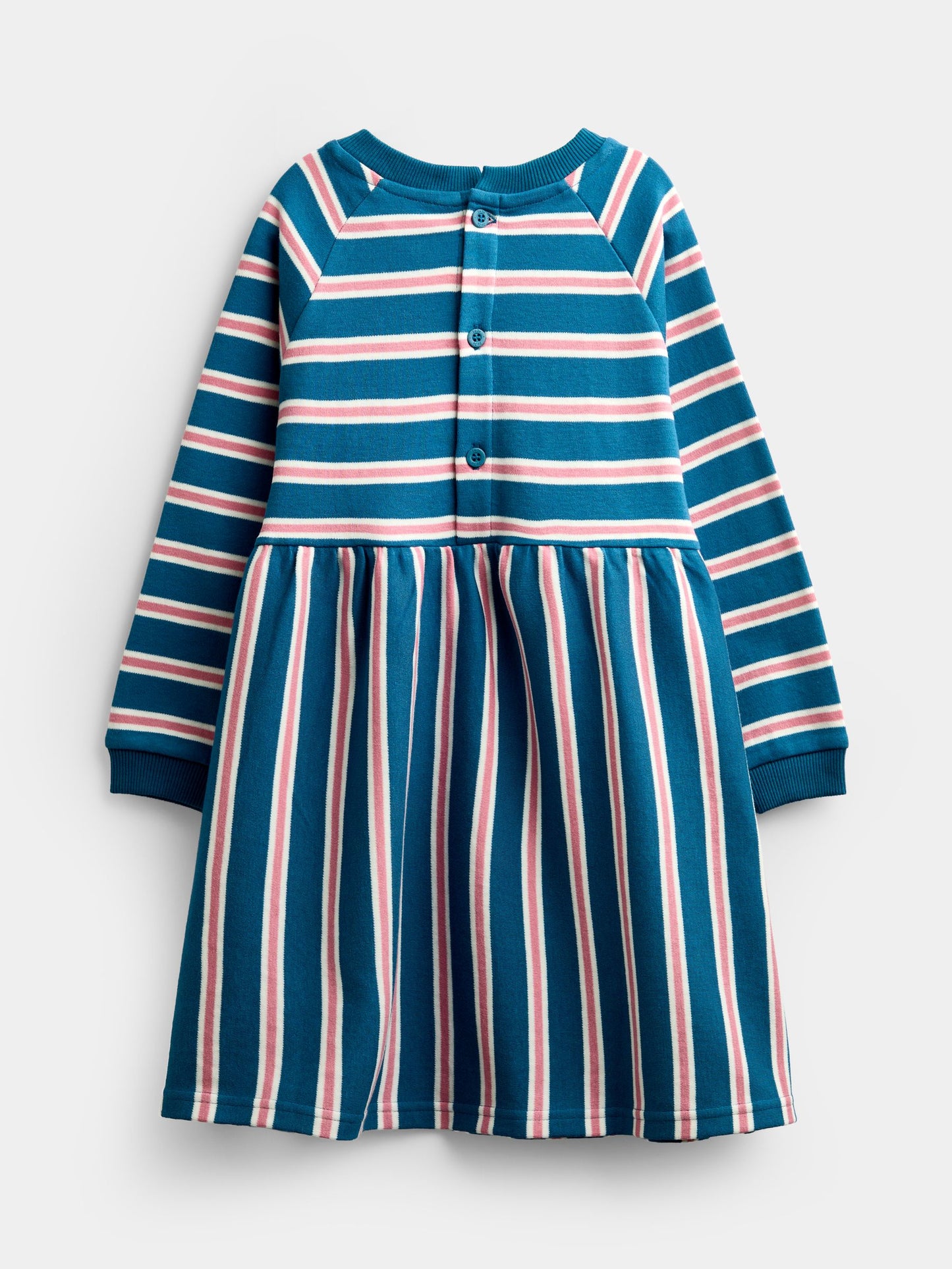 Dsiney Kidz - JoJo Maman Bébé Blue Stripe Long Sleeve Jersey Dress image 2