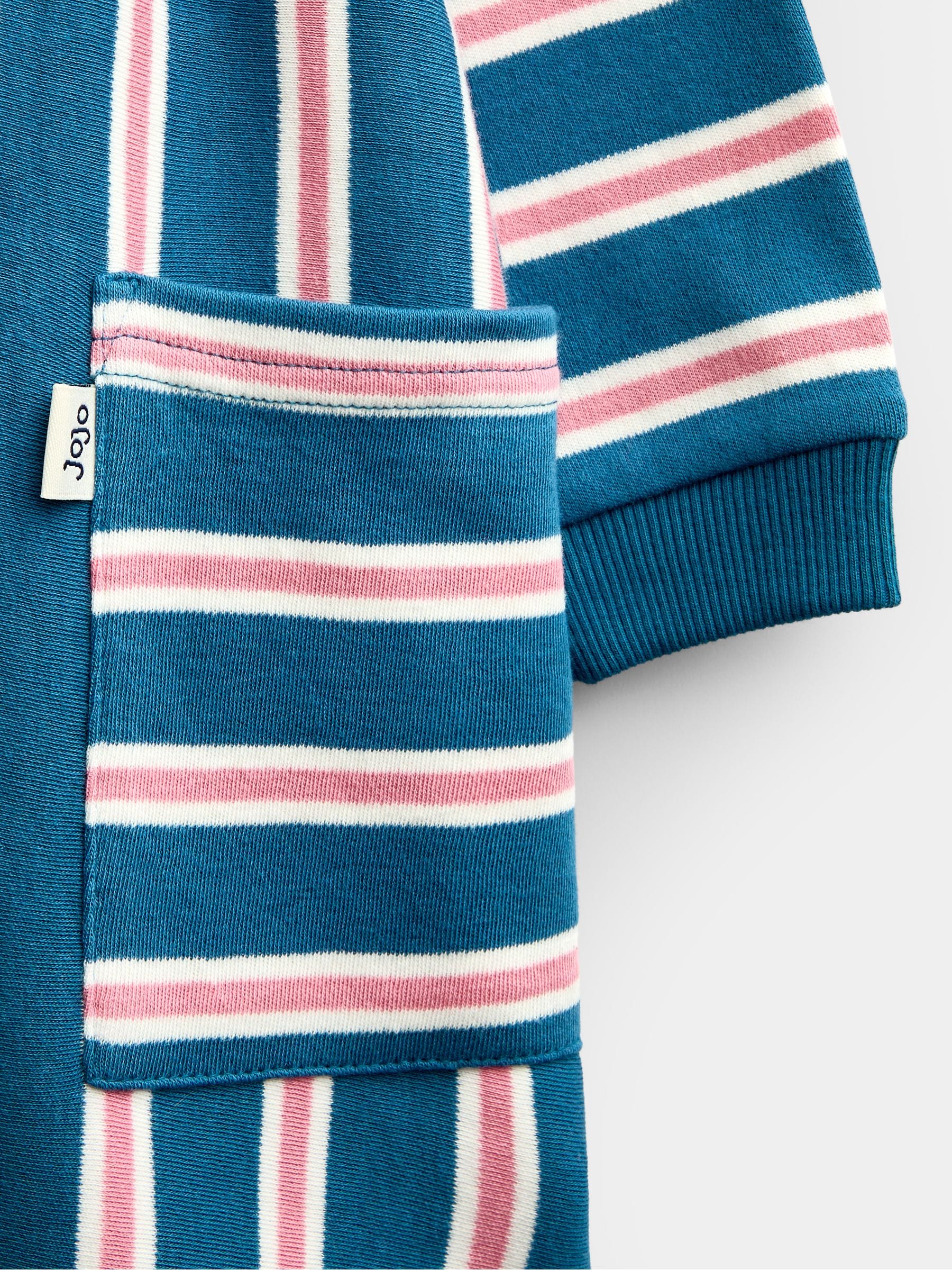 Dsiney Kidz - JoJo Maman Bébé Blue Stripe Long Sleeve Jersey Dress image 3