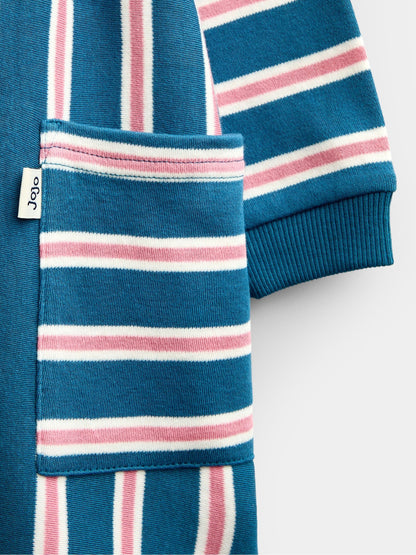 Dsiney Kidz - JoJo Maman Bébé Blue Stripe Long Sleeve Jersey Dress image 3