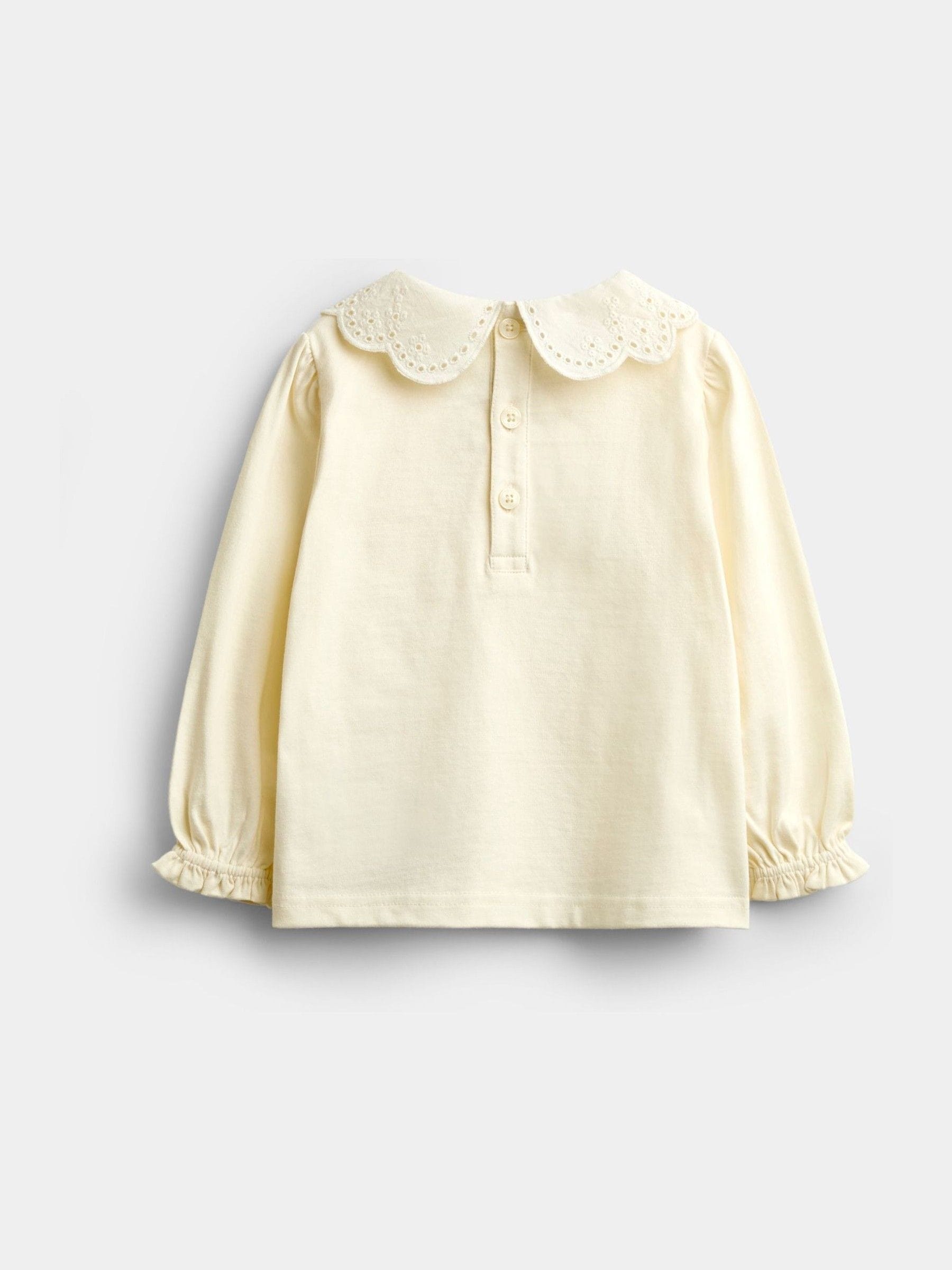 Dsiney Kidz - JoJo Maman Bébé Ivory Broderie Collar Top image 2