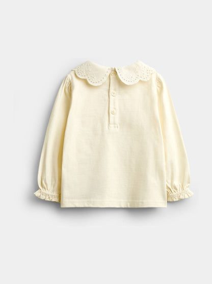 Dsiney Kidz - JoJo Maman Bébé Ivory Broderie Collar Top image 2