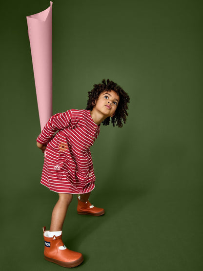 Dsiney Kidz - JoJo Maman Bébé Rust Orange Mushroom Chain Stitch Jersey Dress image 1