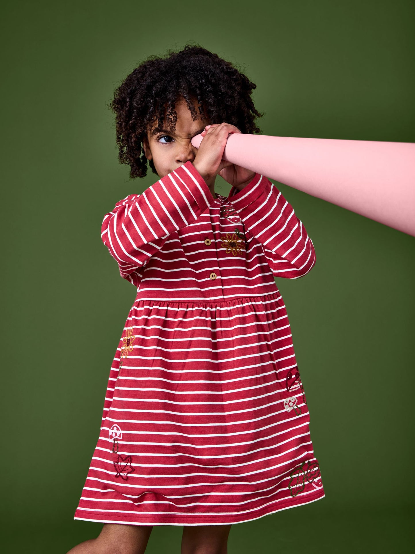 Dsiney Kidz - JoJo Maman Bébé Rust Orange Mushroom Chain Stitch Jersey Dress image 2
