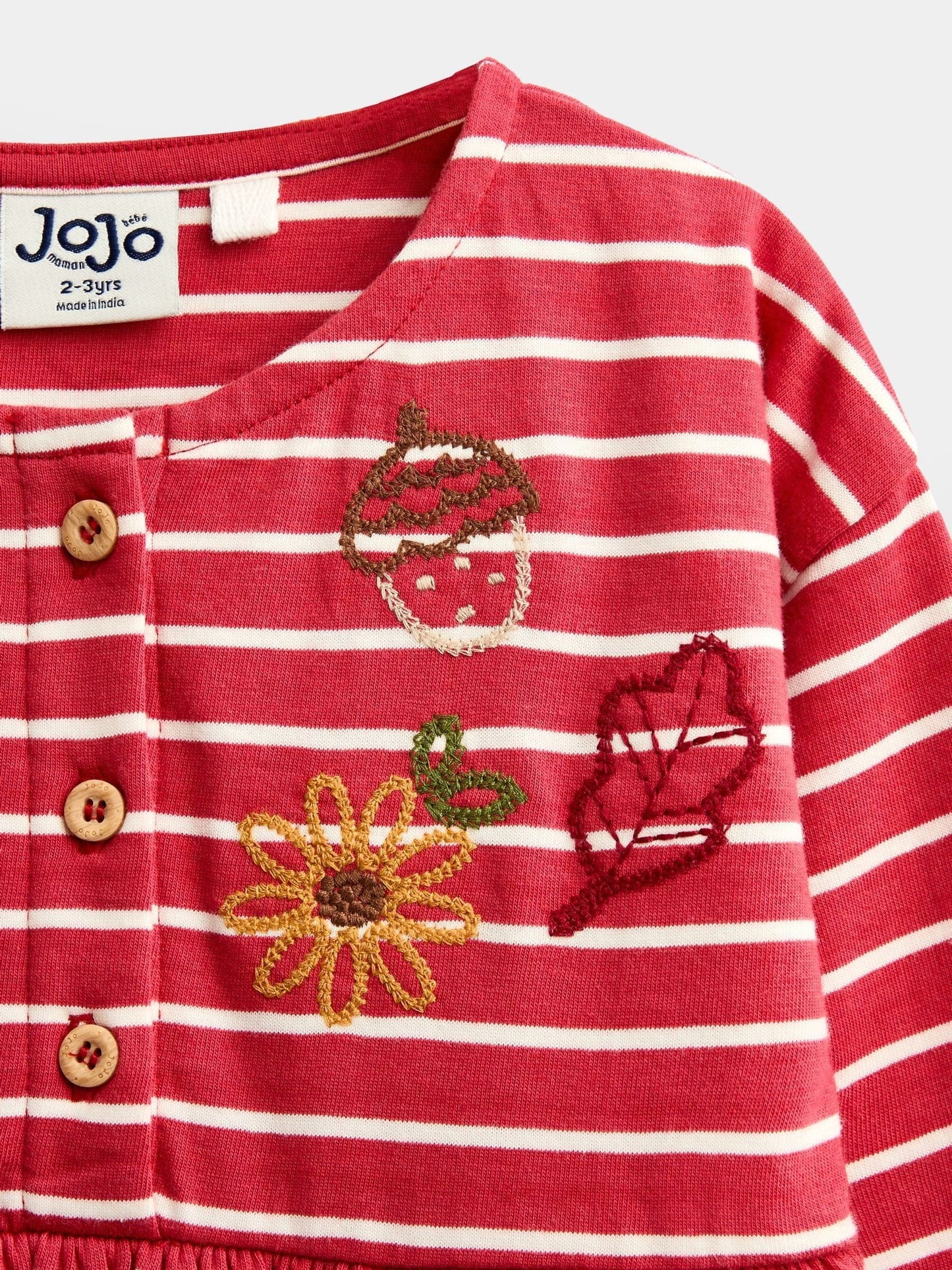 Dsiney Kidz - JoJo Maman Bébé Rust Orange Mushroom Chain Stitch Jersey Dress image 5