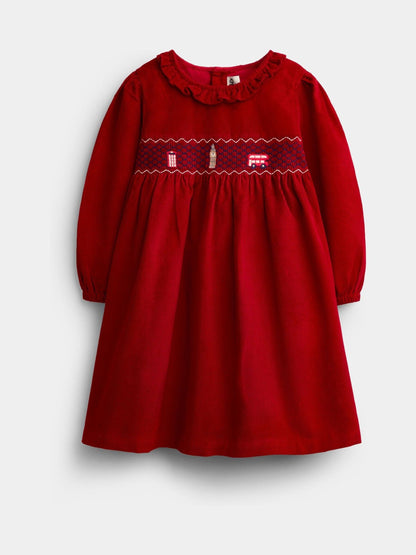 JoJo Maman Bébé Dark Red London Smocked Dress - image 3
