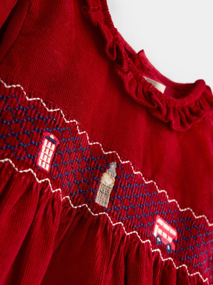 JoJo Maman Bébé Dark Red London Smocked Dress - image 5