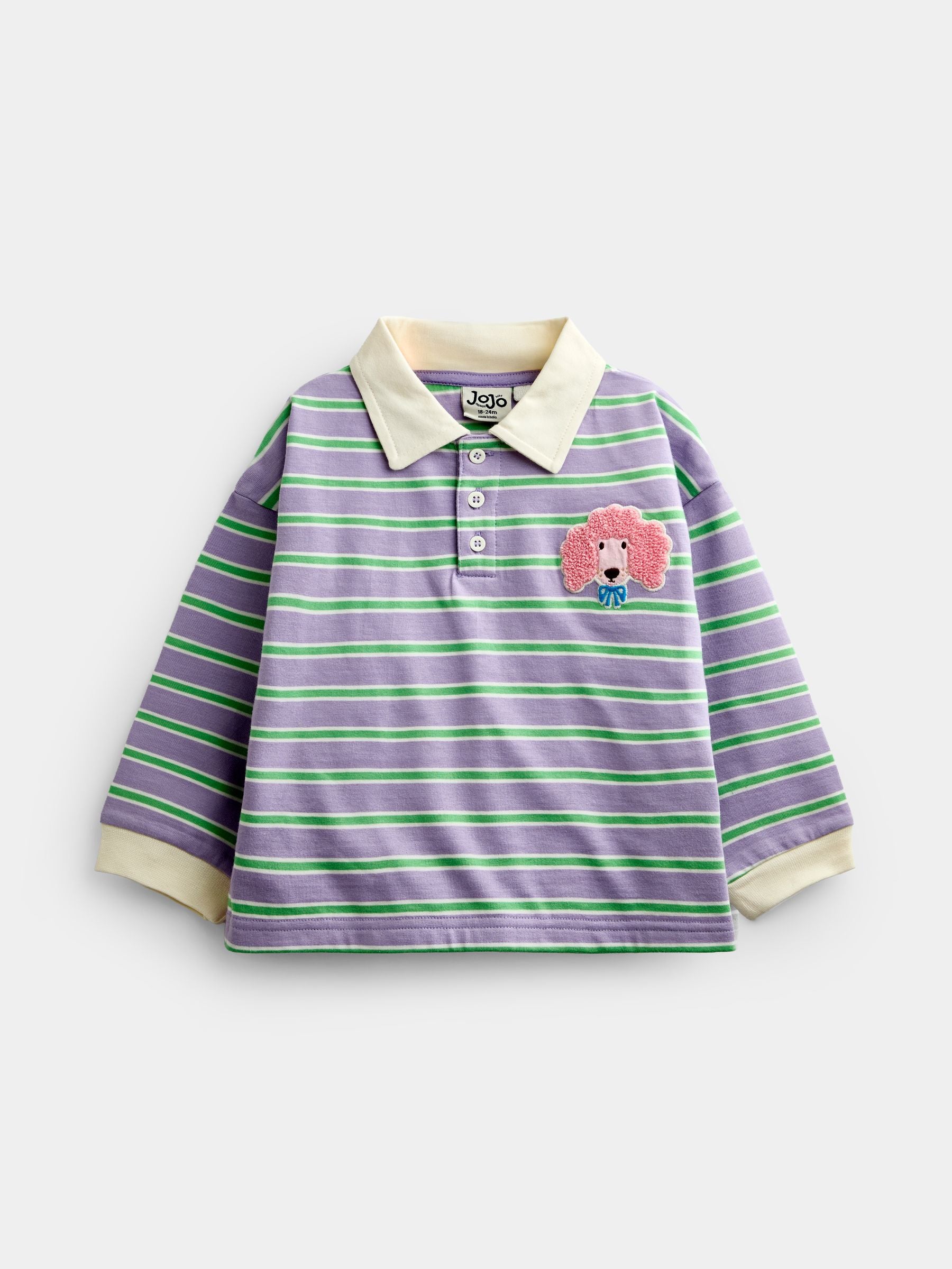 Dsiney Kidz - JoJo Maman Bébé Lilac Purple Dog Appliqué Rugby Shirt image 1